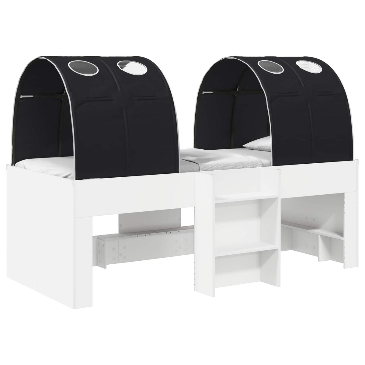 Kids'High Bed Frame with Tunnel 3 pcs White and Black