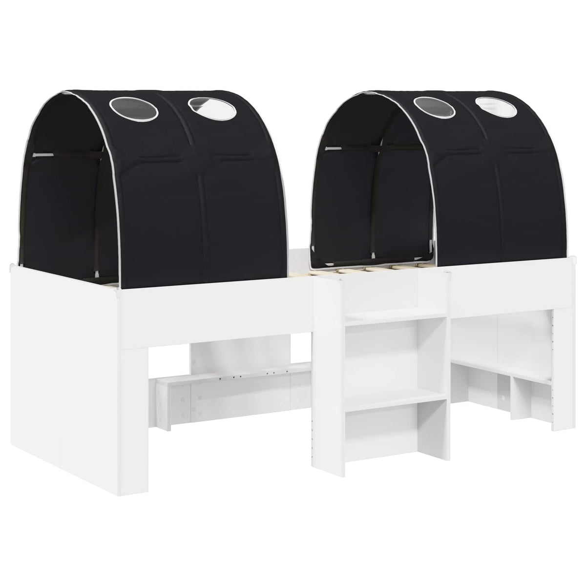 Kids'High Bed Frame with Tunnel 3 pcs White and Black