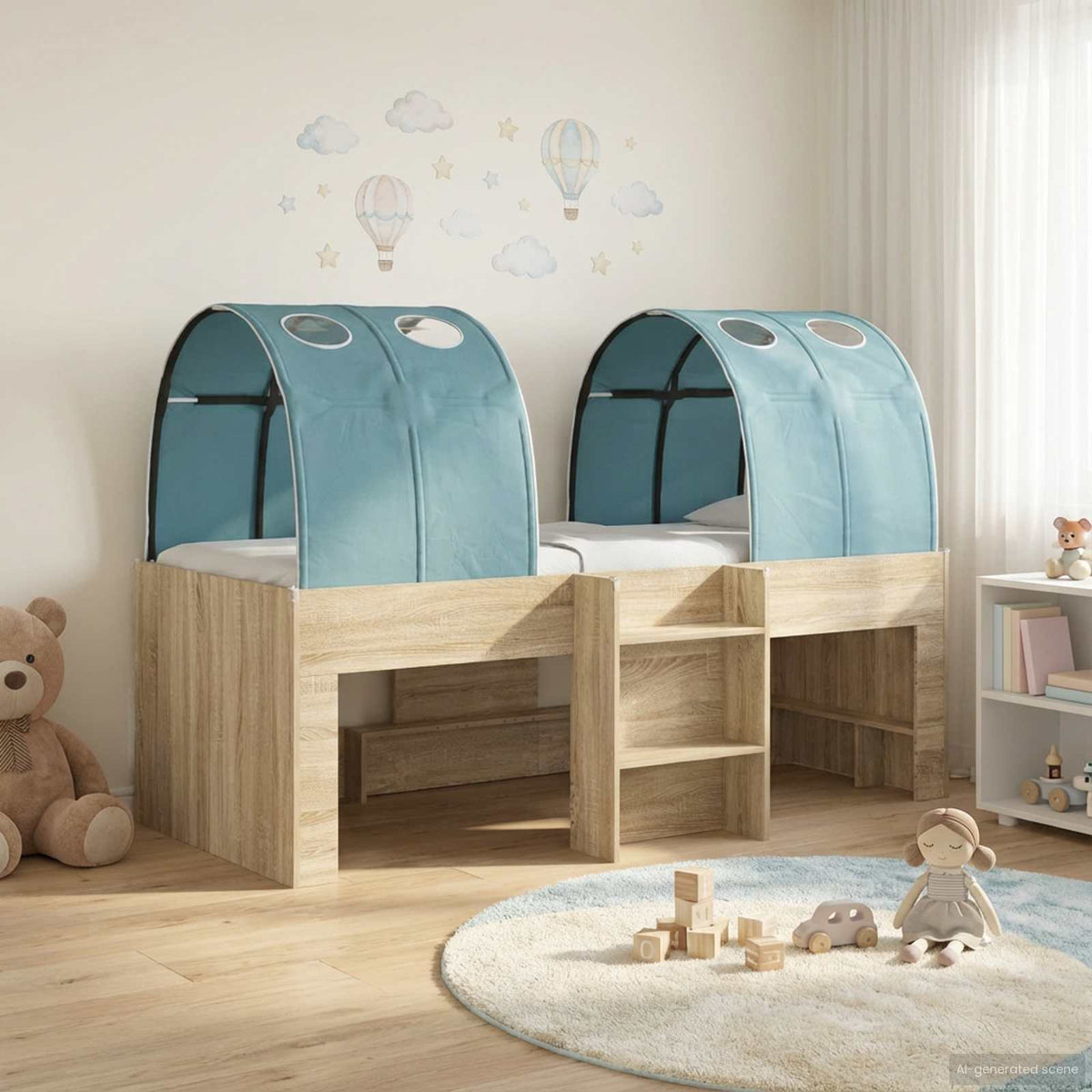 Kids'High Bed Frame with Tunnel 3 pcs Engineered Wood