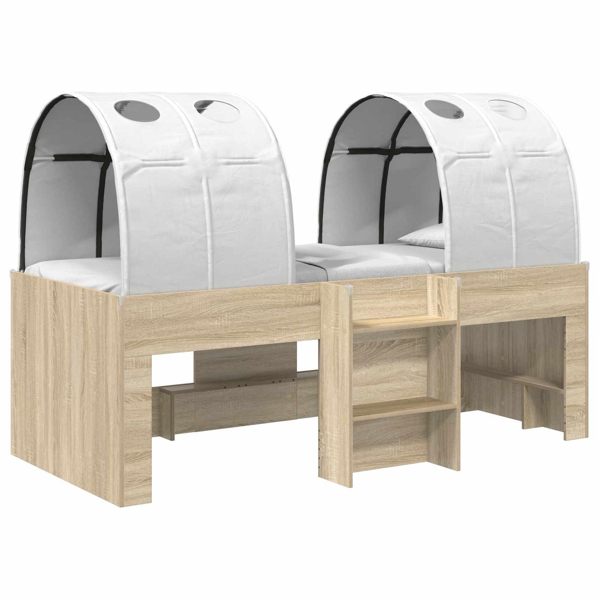 Kids'High Bed Frame with Tunnel 3 pcs Sonoma Oak and white