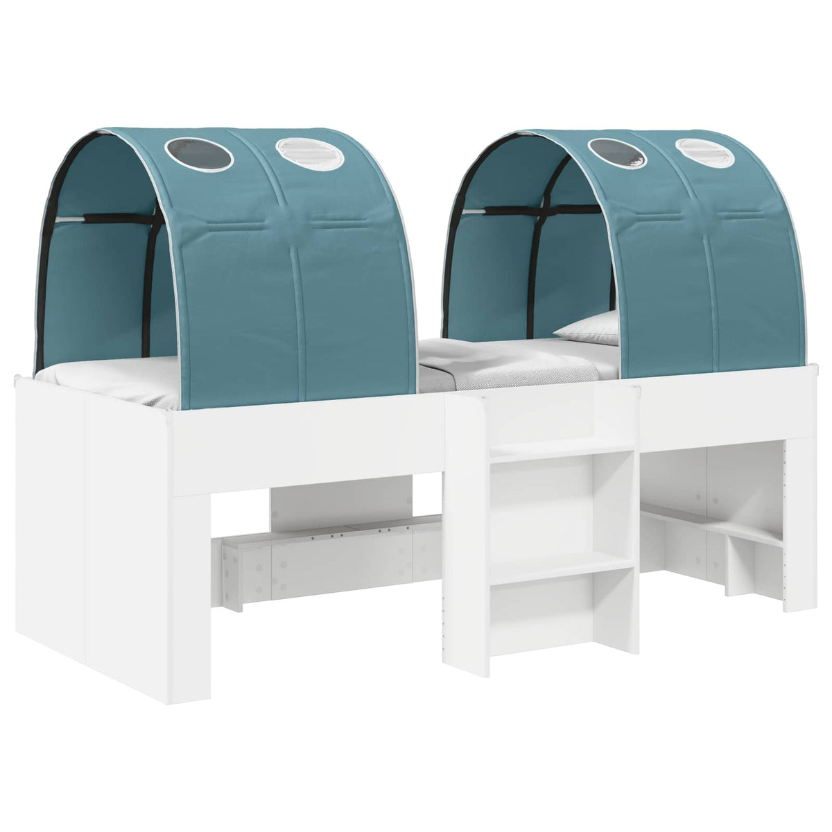 Bed with Tunnel 3 pcs White and Light Blue Engineered Wood