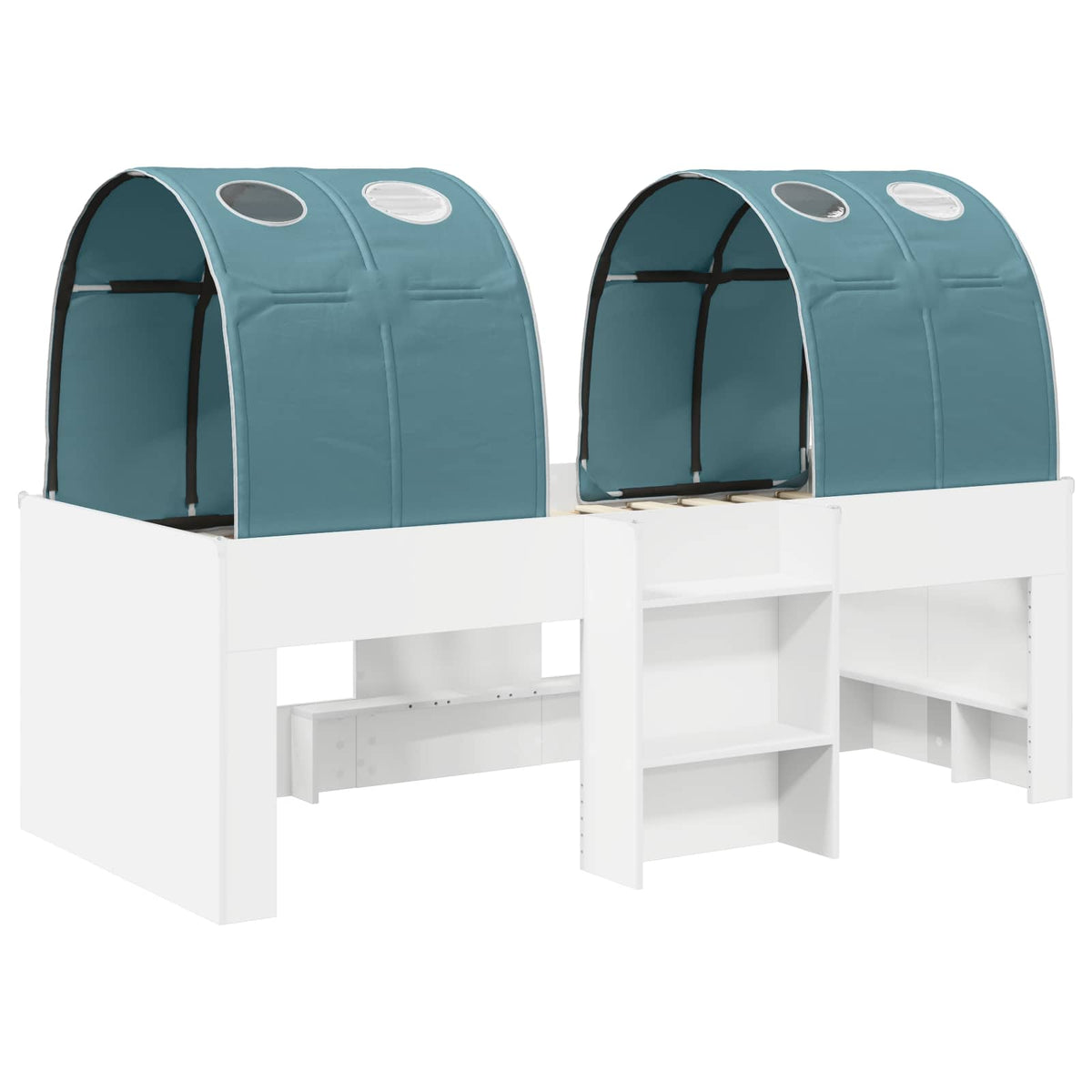 Bed with Tunnel 3 pcs White and Light Blue Engineered Wood