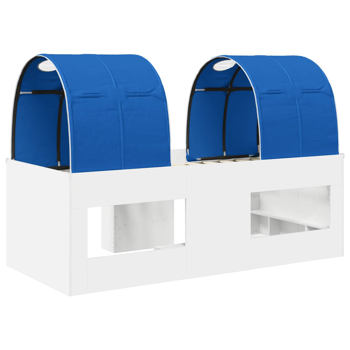 Bed with Tunnel 3 pcs White and Blue Engineered Wood