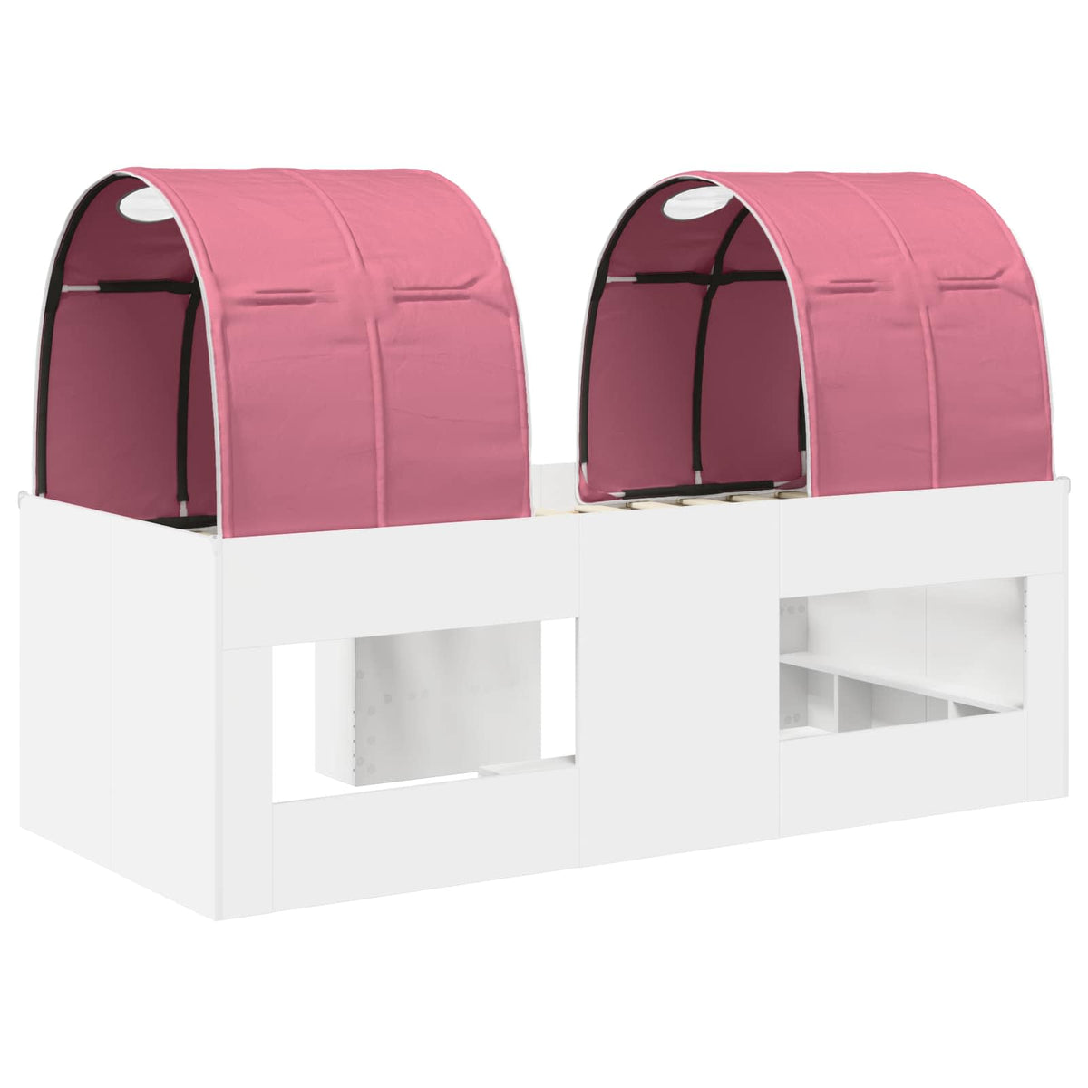 Bed with Tunnel 3 pcs White and Pink Engineered Wood