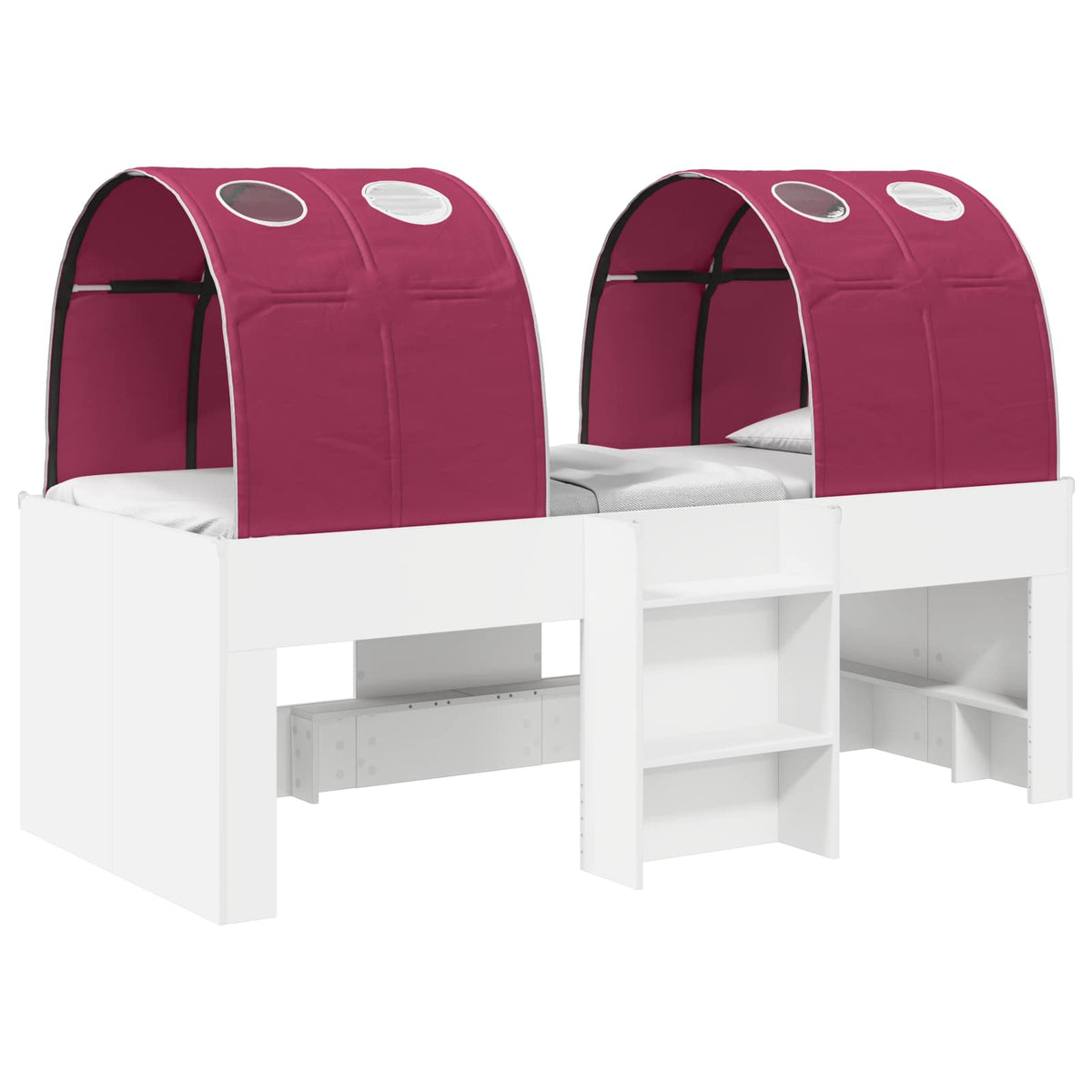 Bed with Tunnel 3 pcs White and Red Engineered Wood