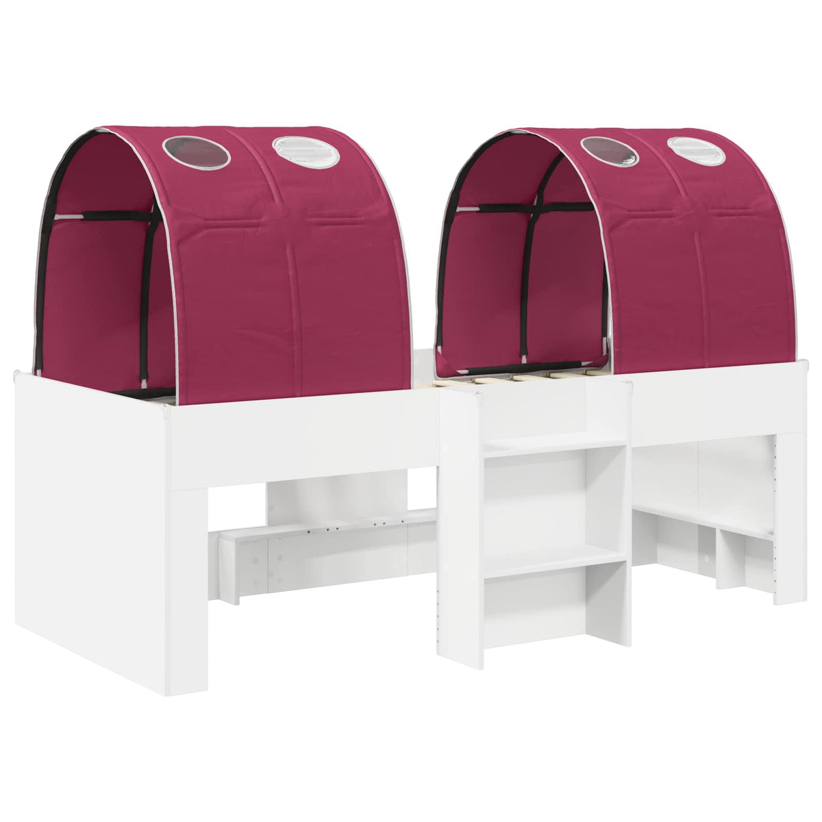 Bed with Tunnel 3 pcs White and Red Engineered Wood