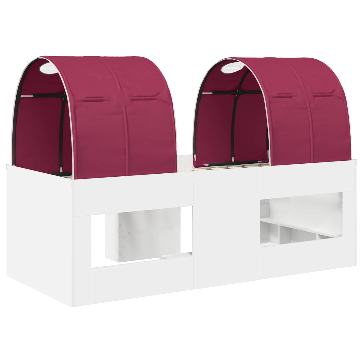 Bed with Tunnel 3 pcs White and Red Engineered Wood