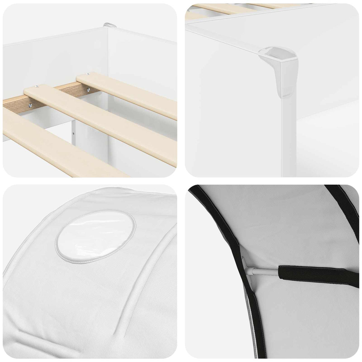 Bed with Tunnel 3 pcs White Engineered Wood