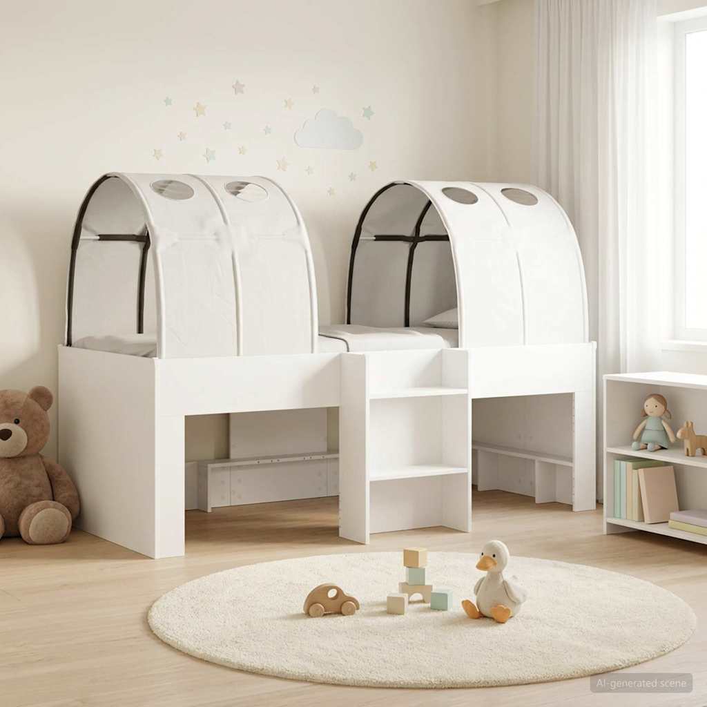 Bed with Tunnel 3 pcs White Engineered Wood