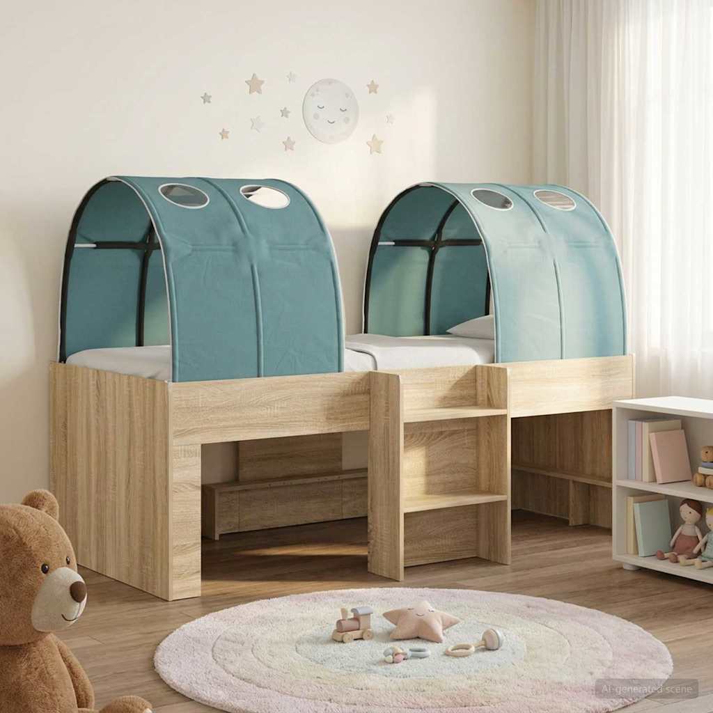 Bed with Tunnel 3 pcs Sonoma Oak and Light Blue Engineered Wood