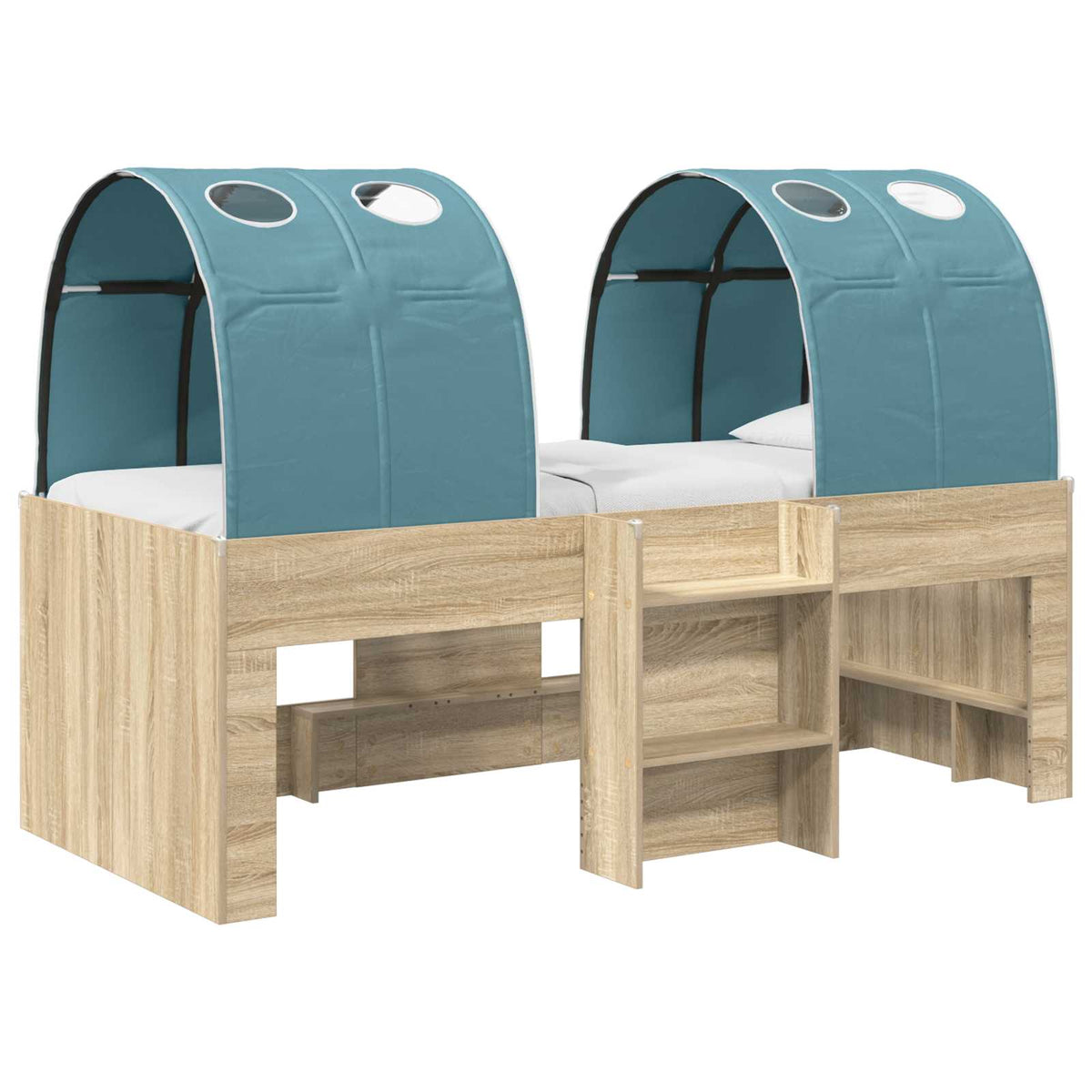 Bed with Tunnel 3 pcs Sonoma Oak and Light Blue Engineered Wood