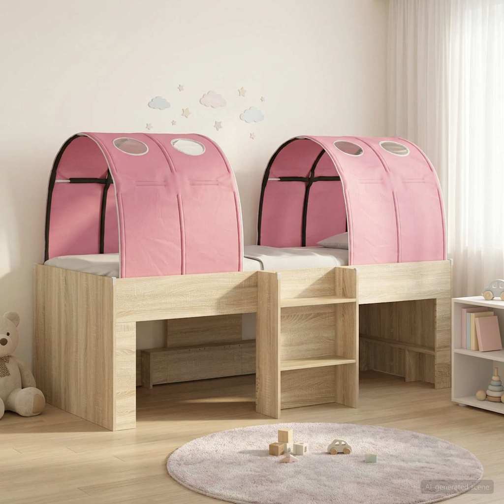 Bed with Tunnel 3 pcs Sonoma Oak and Pink Engineered Wood
