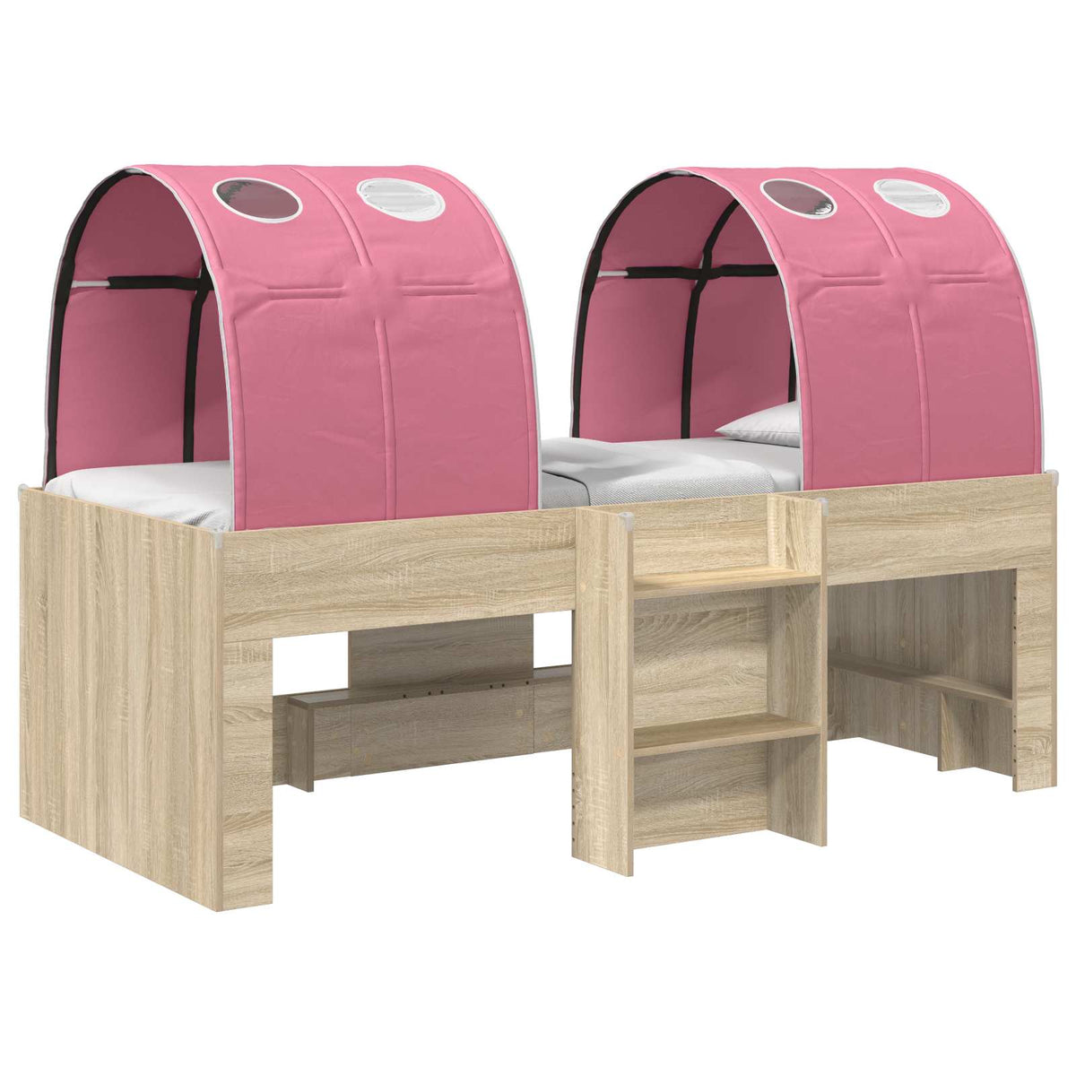 Bed with Tunnel 3 pcs Sonoma Oak and Pink Engineered Wood