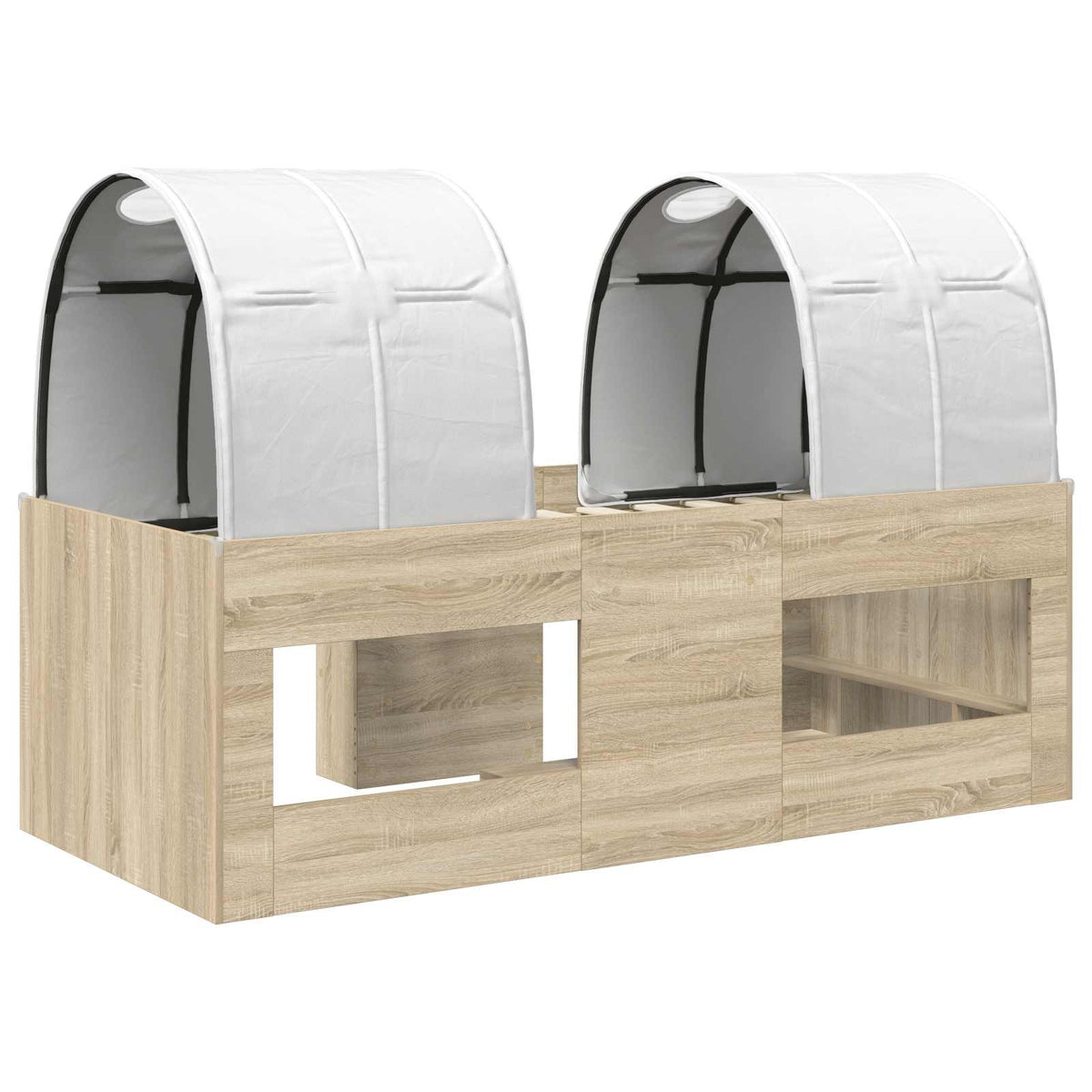 Bed with Tunnel 3 pcs Sonoma Oak and White 98.5 x 200 cm