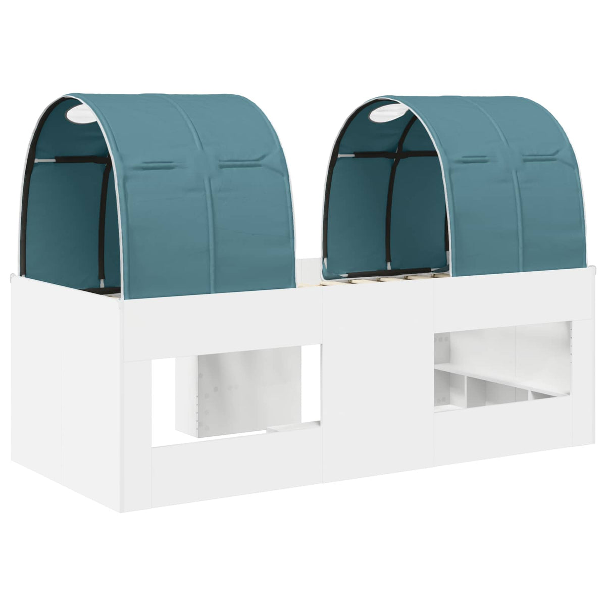 Bed with Tunnel 3 pcs White and Light Blue Engineered Wood