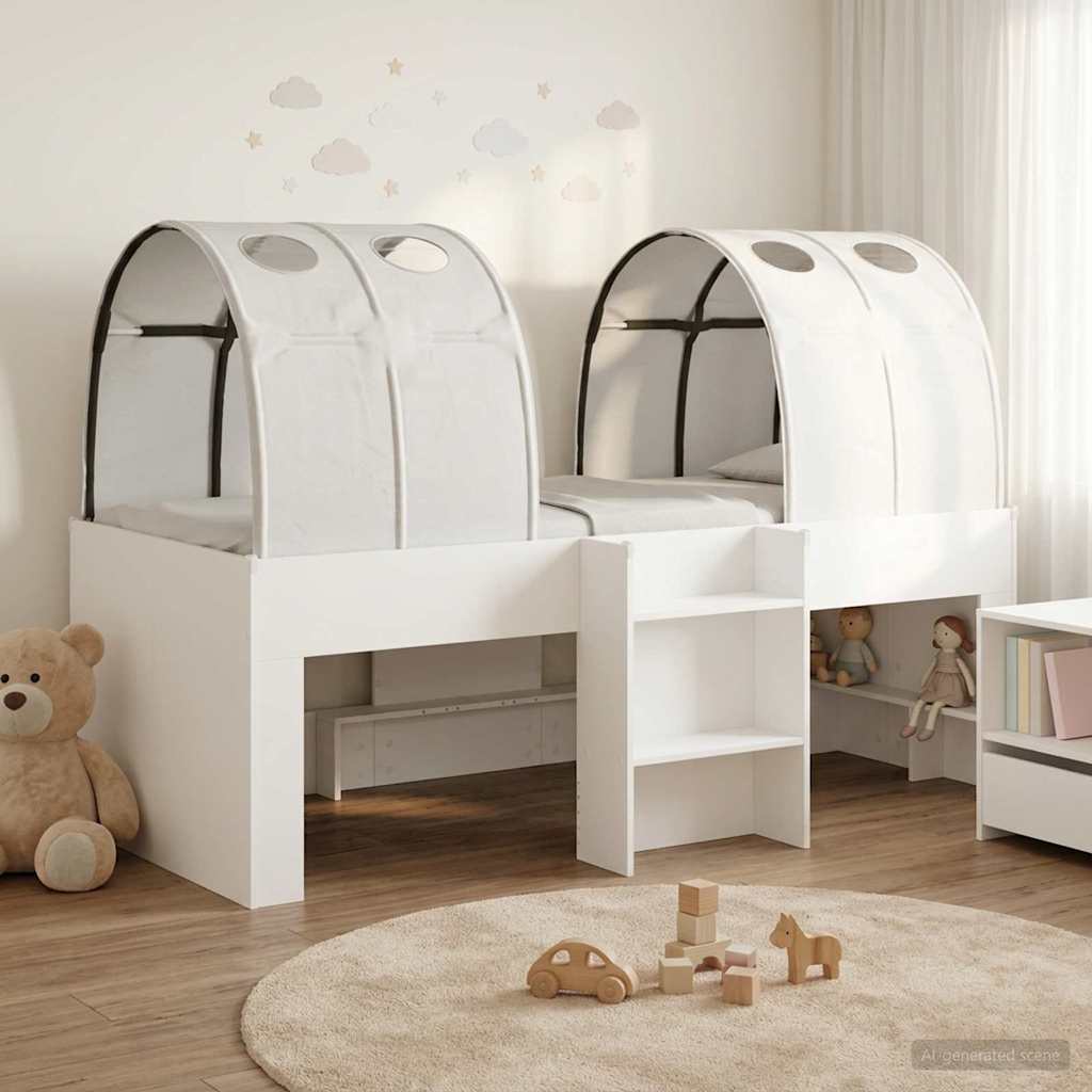 Bed with Tunnel 3 pcs White Engineered Wood