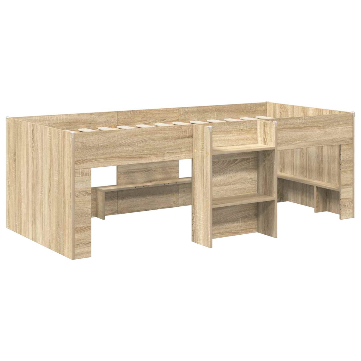 Bed with Tunnel 3 pcs Sonoma Oak and Light Blue Engineered Wood