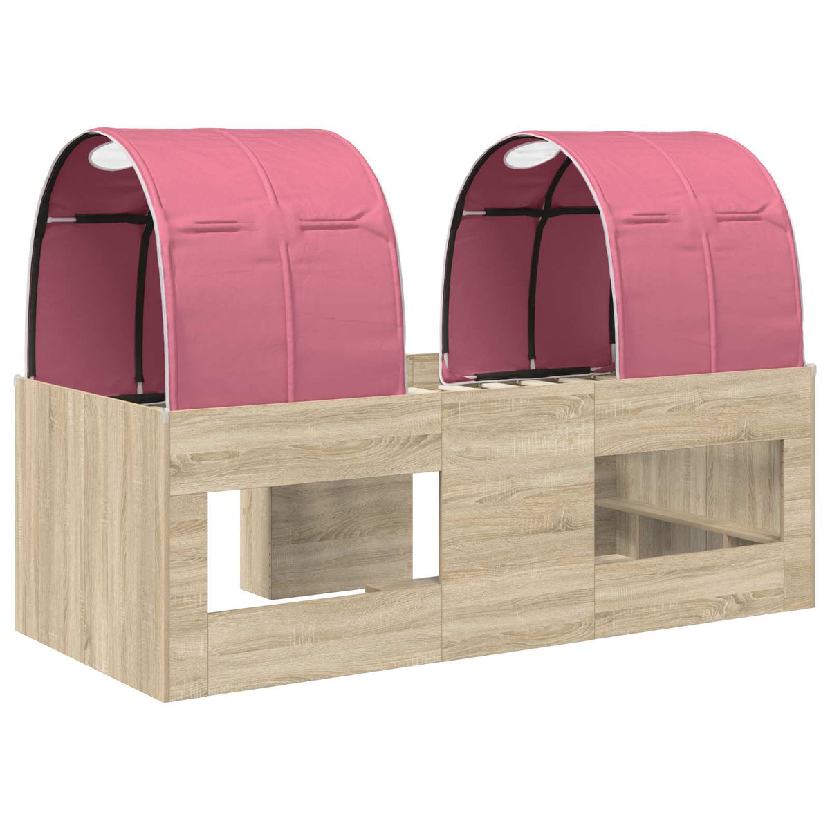 Bed with Tunnel 3 pcs Sonoma Oak and Pink Engineered Wood