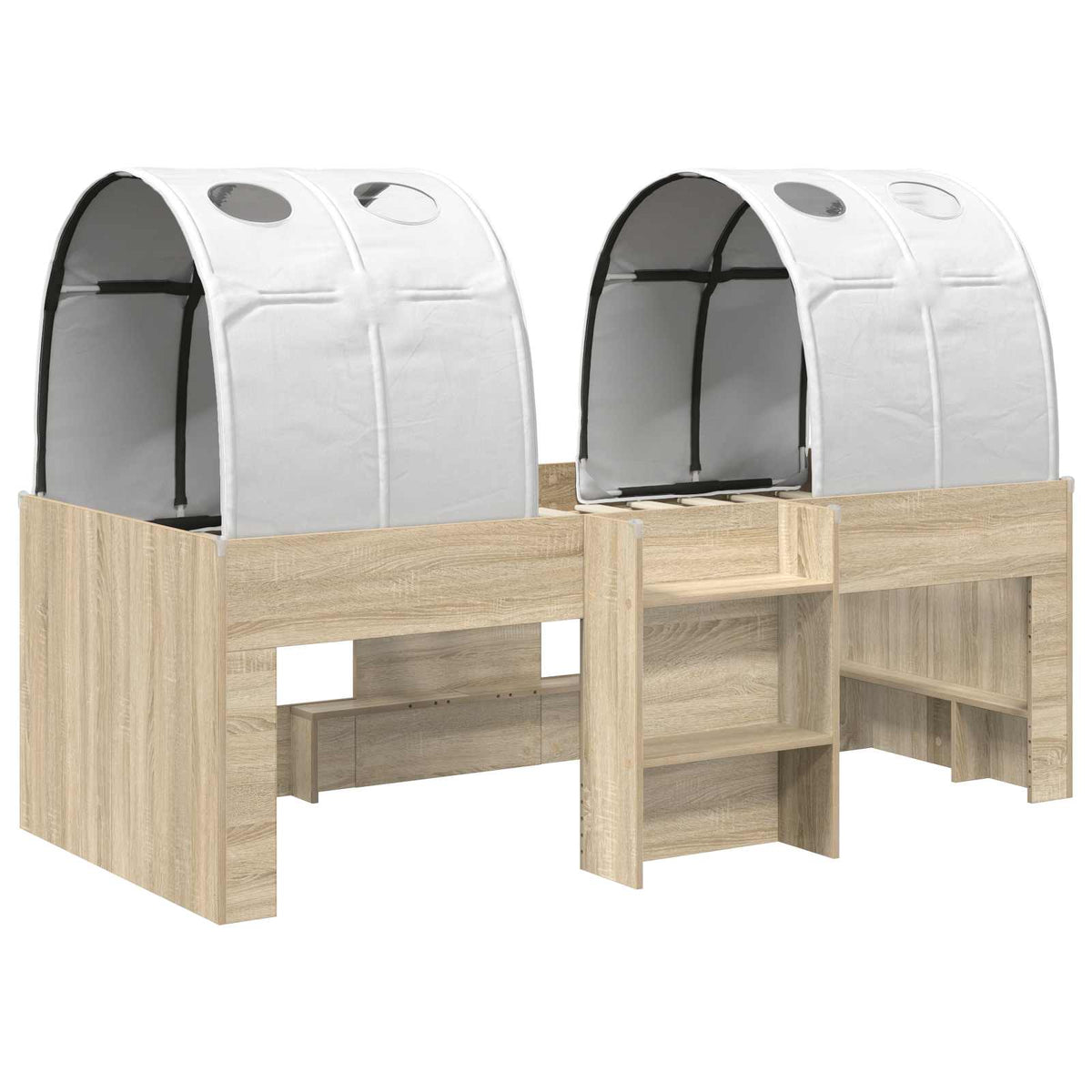 Bed with Tunnel 3 pcs Sonoma Oak and White Engineered Wood