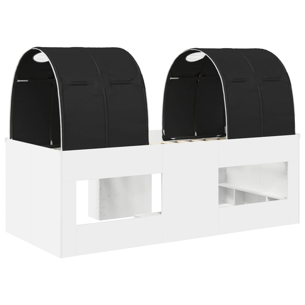 Bed with Tunnel 3 pcs White and Black Engineered Wood