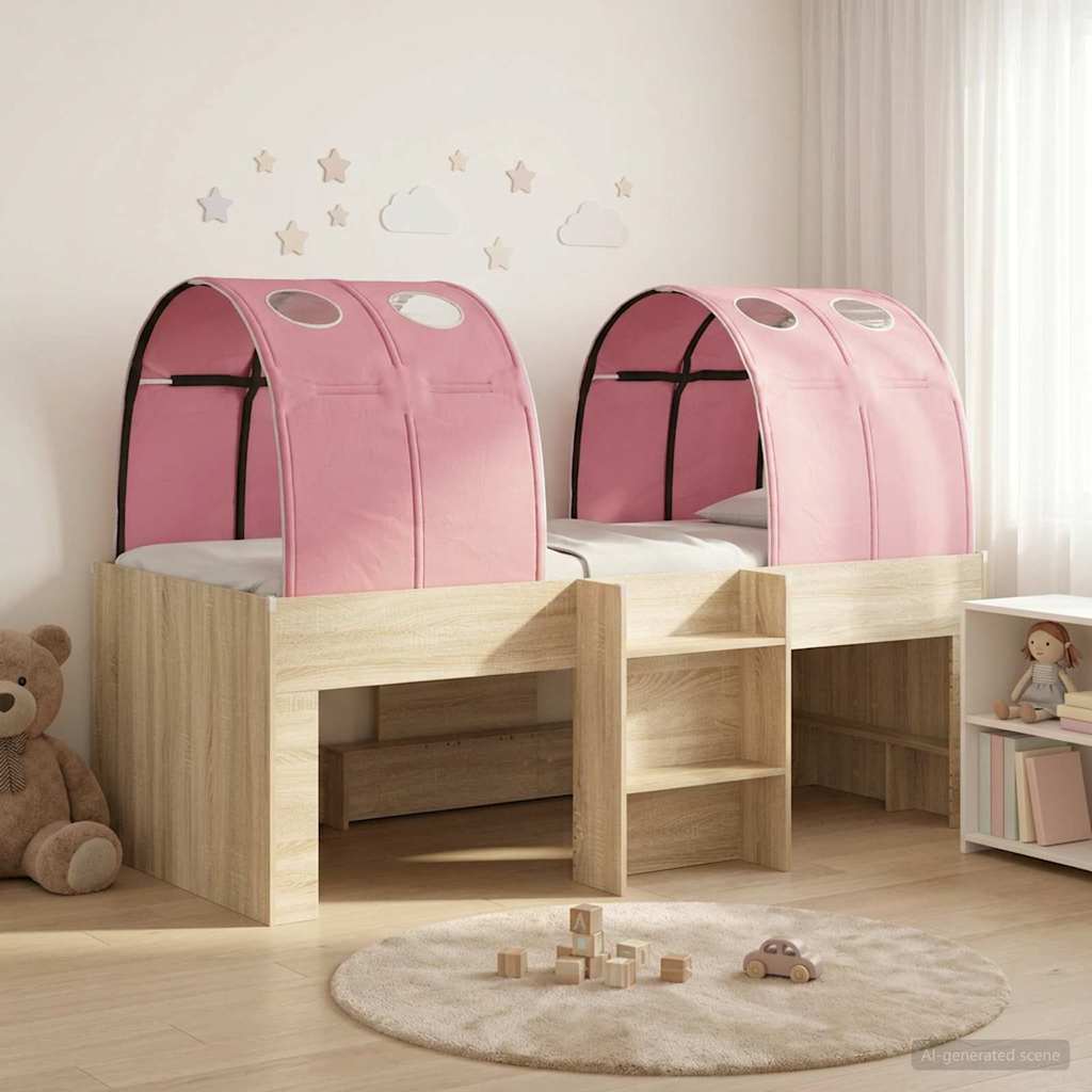 Bed with Tunnel 4 pcs Sonoma and Pink Engineered Wood