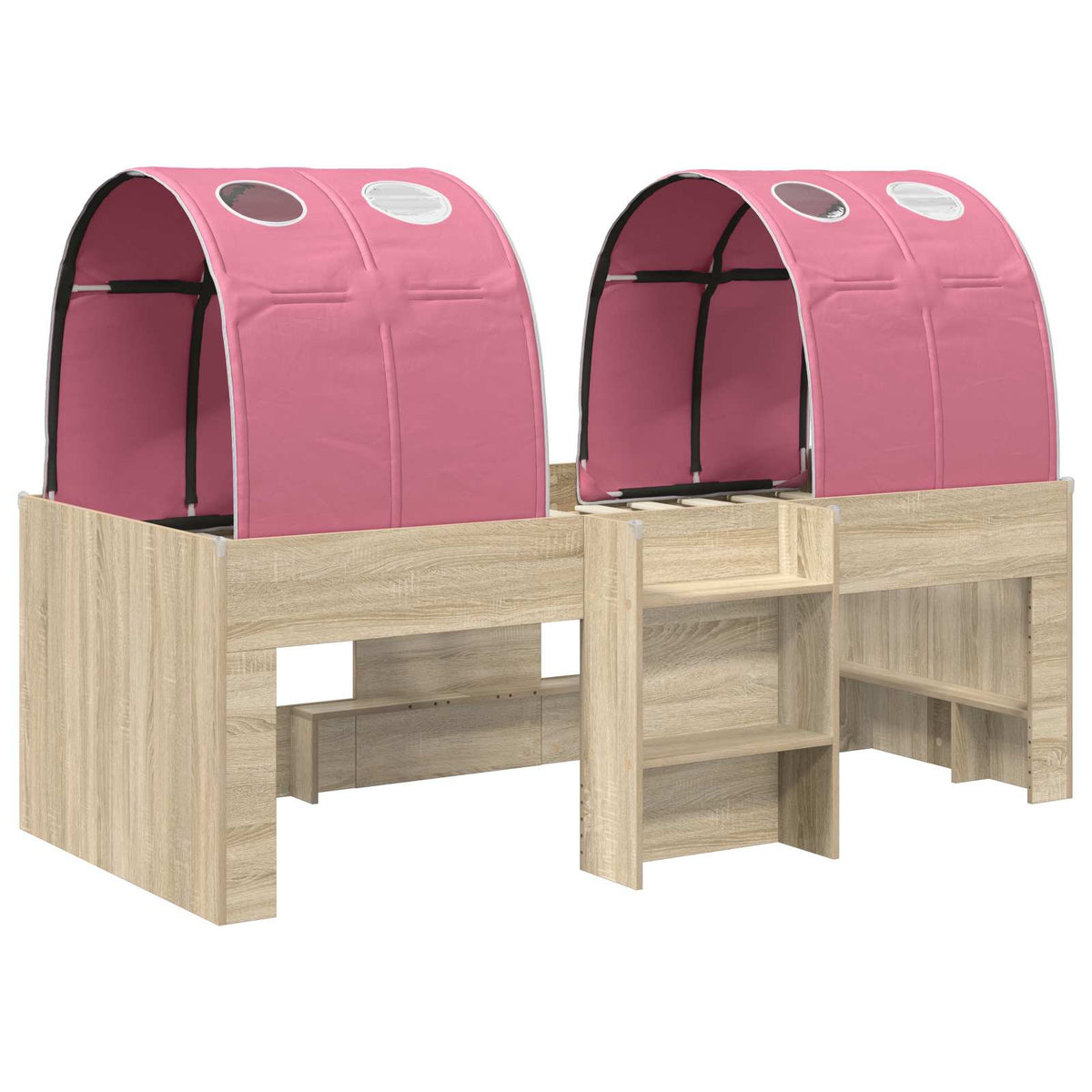 Bed with Tunnel 4 pcs Sonoma and Pink Engineered Wood