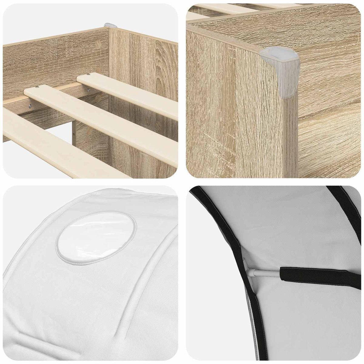 Bed with Tunnel 3 pcs Sonoma and White Engineered Wood