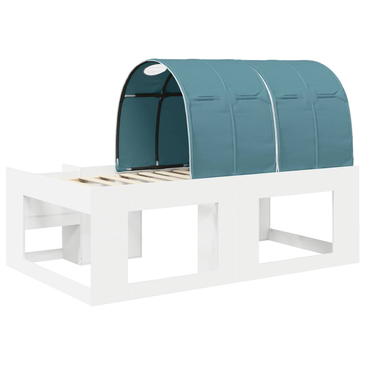 Bed with Tunnel 3 pcs White and Light Blue Engineered Wood