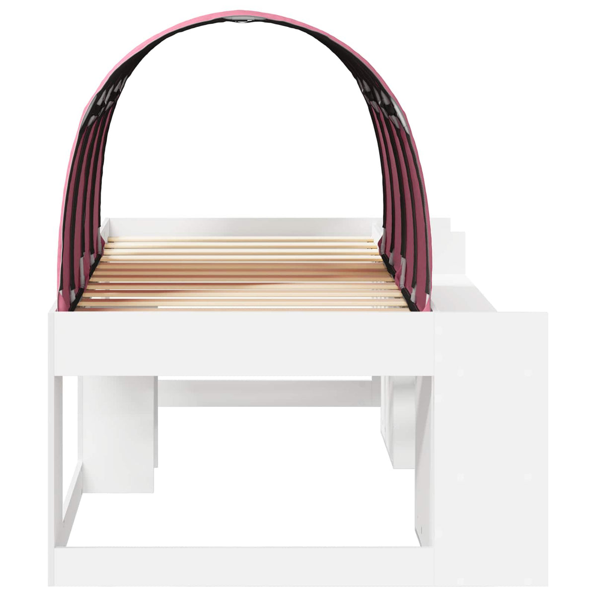 Bed with Tunnel with Shelf 3 pcs White and Pink Engineered Wood
