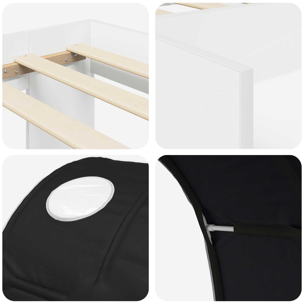 Bed with Tunnel 3 pcs White and Black Engineered Wood