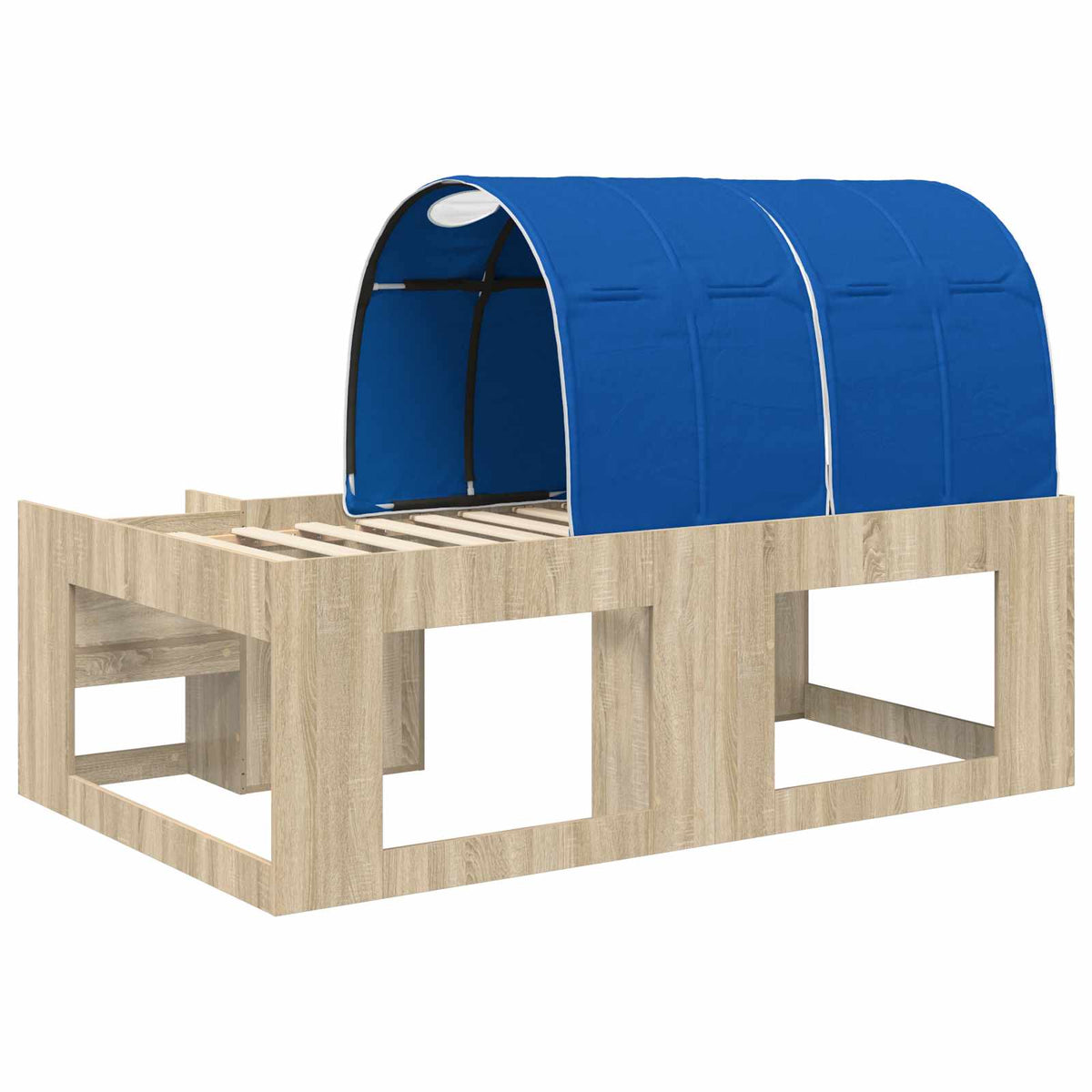 Bed with Tunnel 3 pcs Sonoma Oak and Blue Engineered Wood