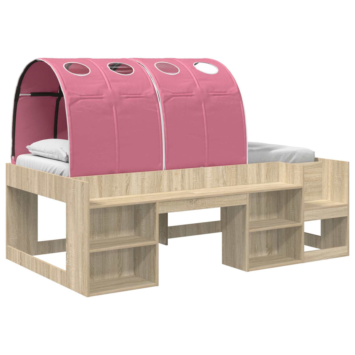 Bed with Tunnel 3 pcs Sonoma Oak and Pink Engineered Wood