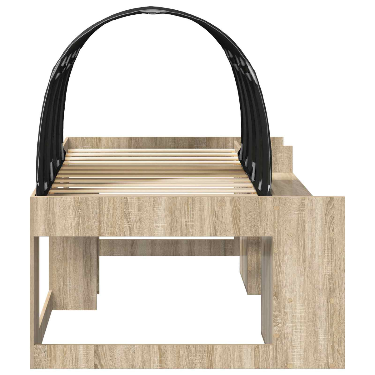 Bed with Tunnel 3 pcs Sonoma Oak and Black Engineered Wood