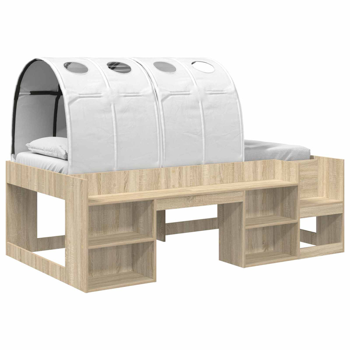 Bed with Tunnel 3 pcs Sonoma Oak and White Engineered Wood