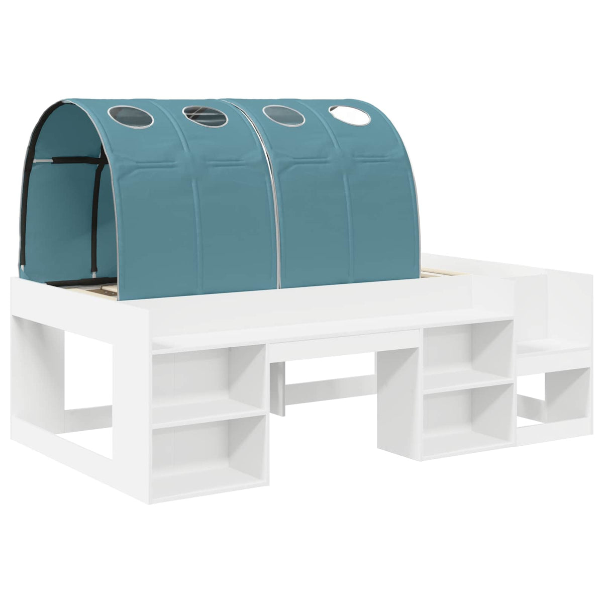 Kids'High Bed Frame with Storage 3 pcs White and Light Blue