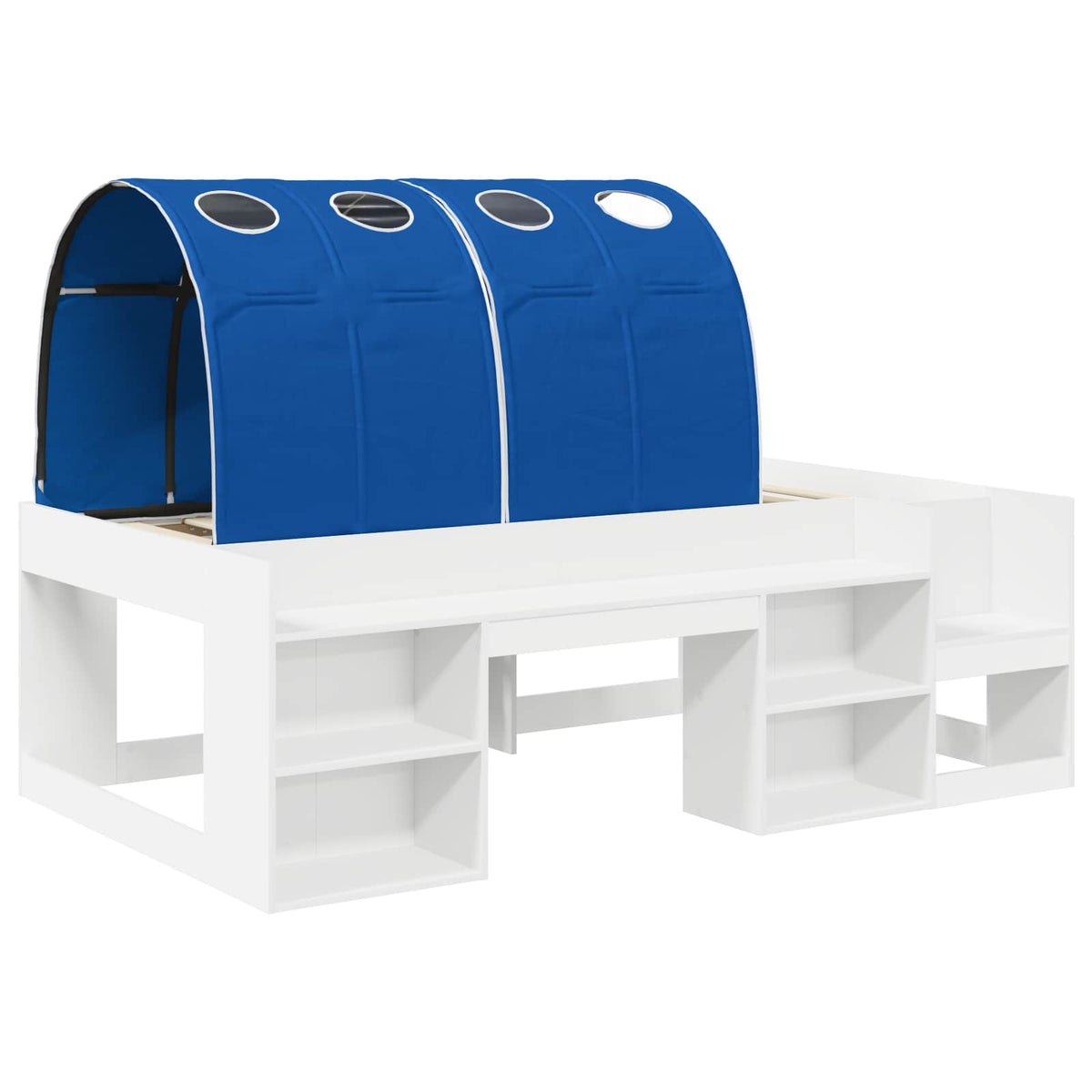 Kids'High Bed Frame with Storage 3 pcs White and Blue