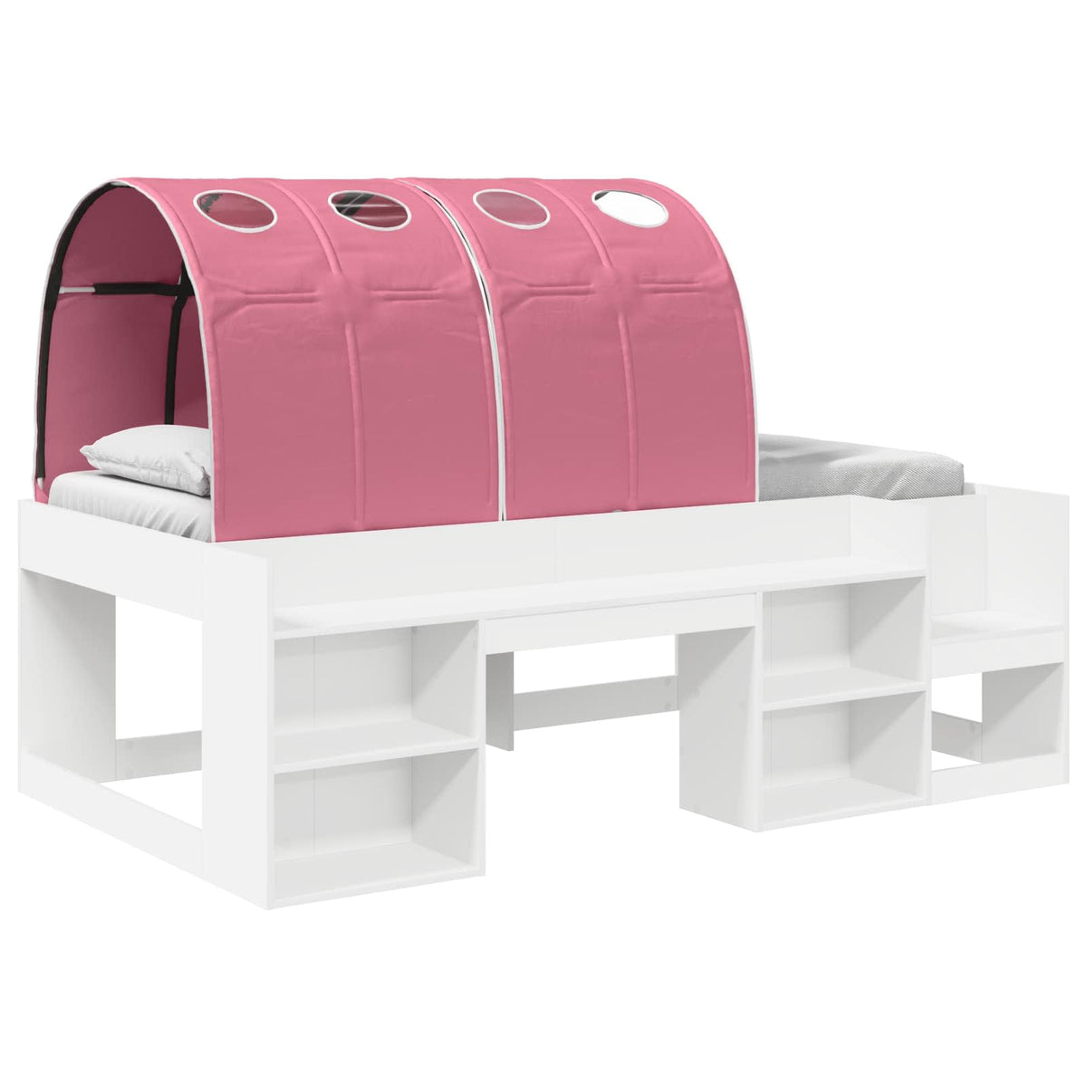 Kids'High Bed Frame with Storage 3 pcs White and Pink