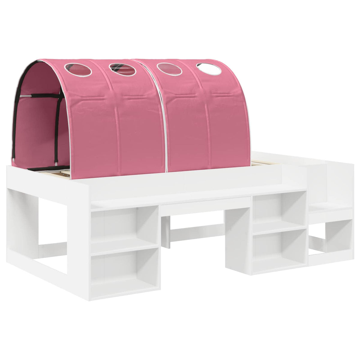 Kids'High Bed Frame with Storage 3 pcs White and Pink