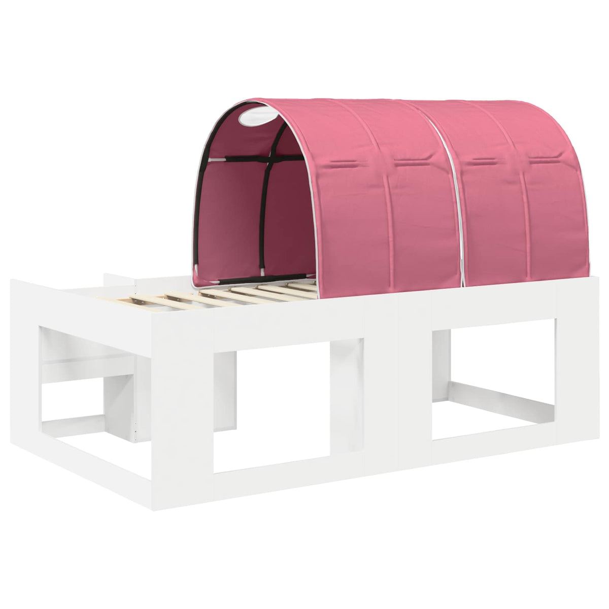 Kids'High Bed Frame with Storage 3 pcs White and Pink