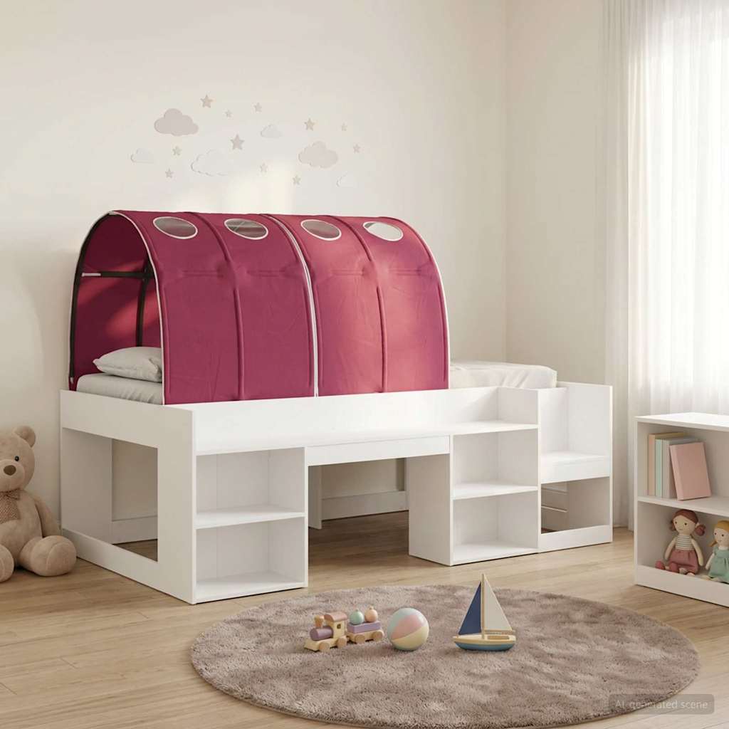 Kids'High Bed Frame with Storage 3 pcs White and Red