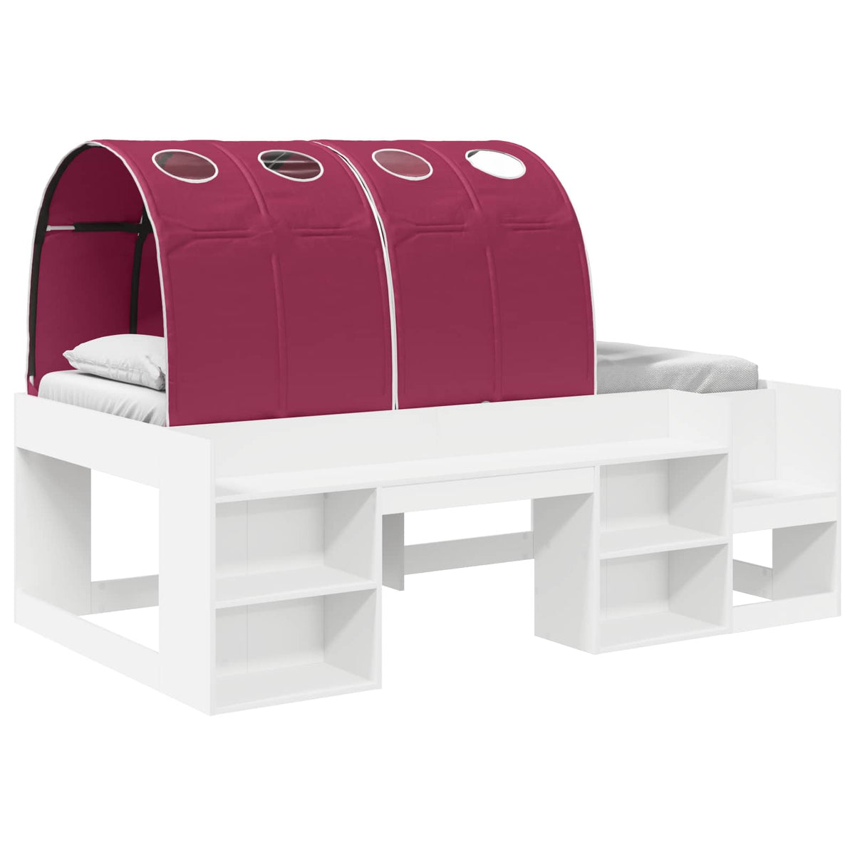 Kids'High Bed Frame with Storage 3 pcs White and Red