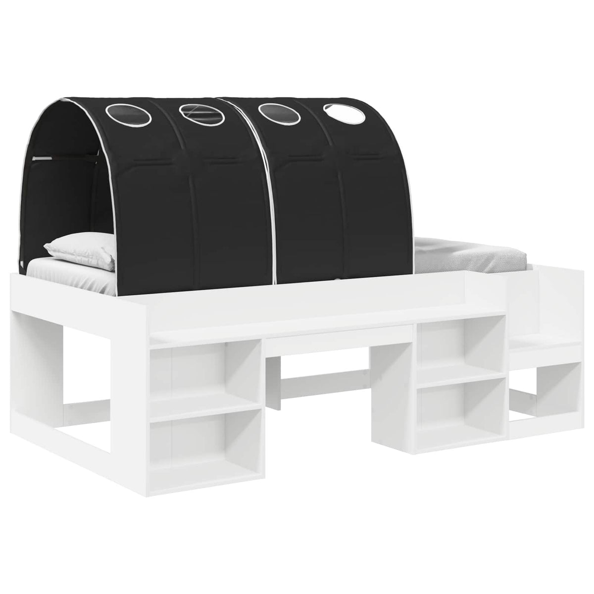 Kids'High Bed Frame with Storage 3 pcs White and Black