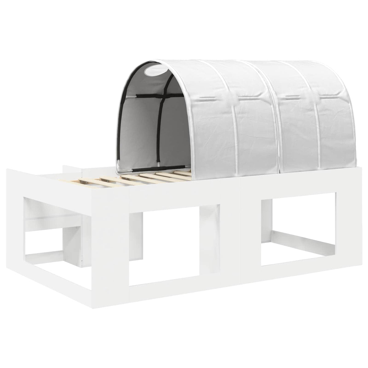 Kids'High Bed Frame with Storage 3 pcs White Engineered Wood
