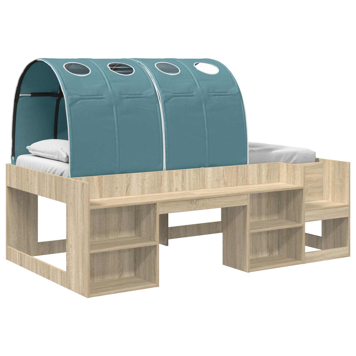 Kids'High Bed Frame with Storage 3 pcs Engineered Wood