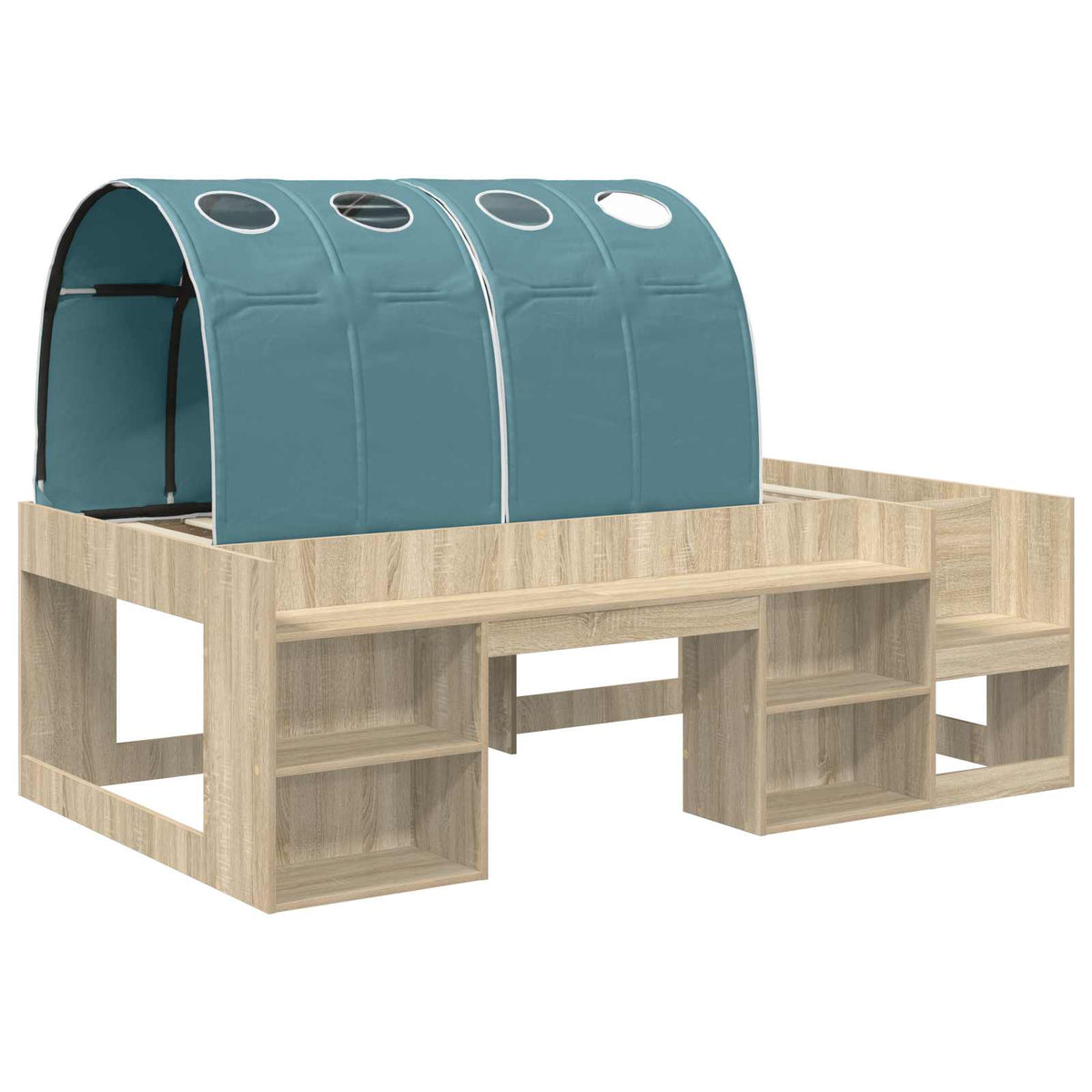 Kids'High Bed Frame with Storage 3 pcs Engineered Wood