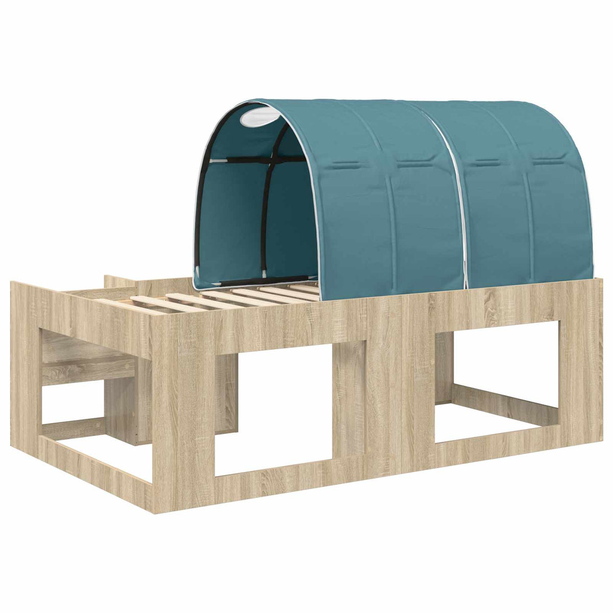 Kids'High Bed Frame with Storage 3 pcs Engineered Wood