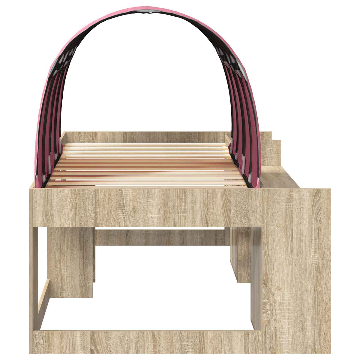 Kids'High Bed Frame with Storage 3 pcs Sonoma Oak and Pink