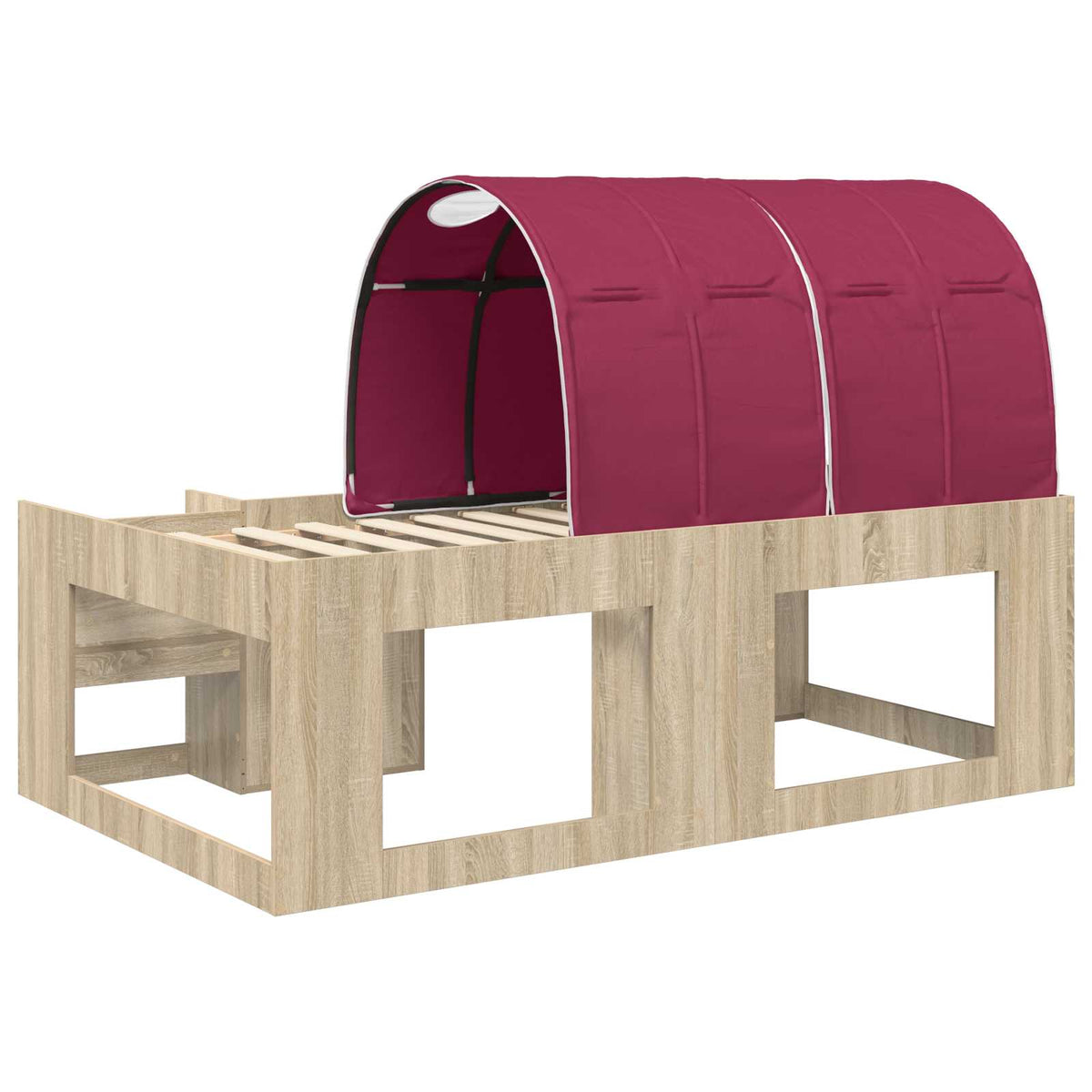 Kids'High Bed Frame with Storage 3 pcs Sonoma Oak and Red