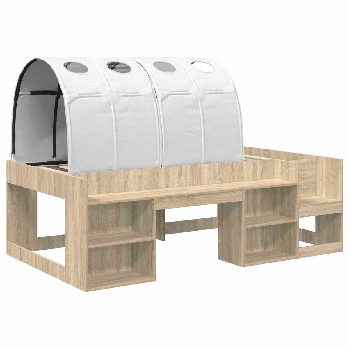 Kids'High Bed Frame with Storage 3 pcs Sonoma Oak and white