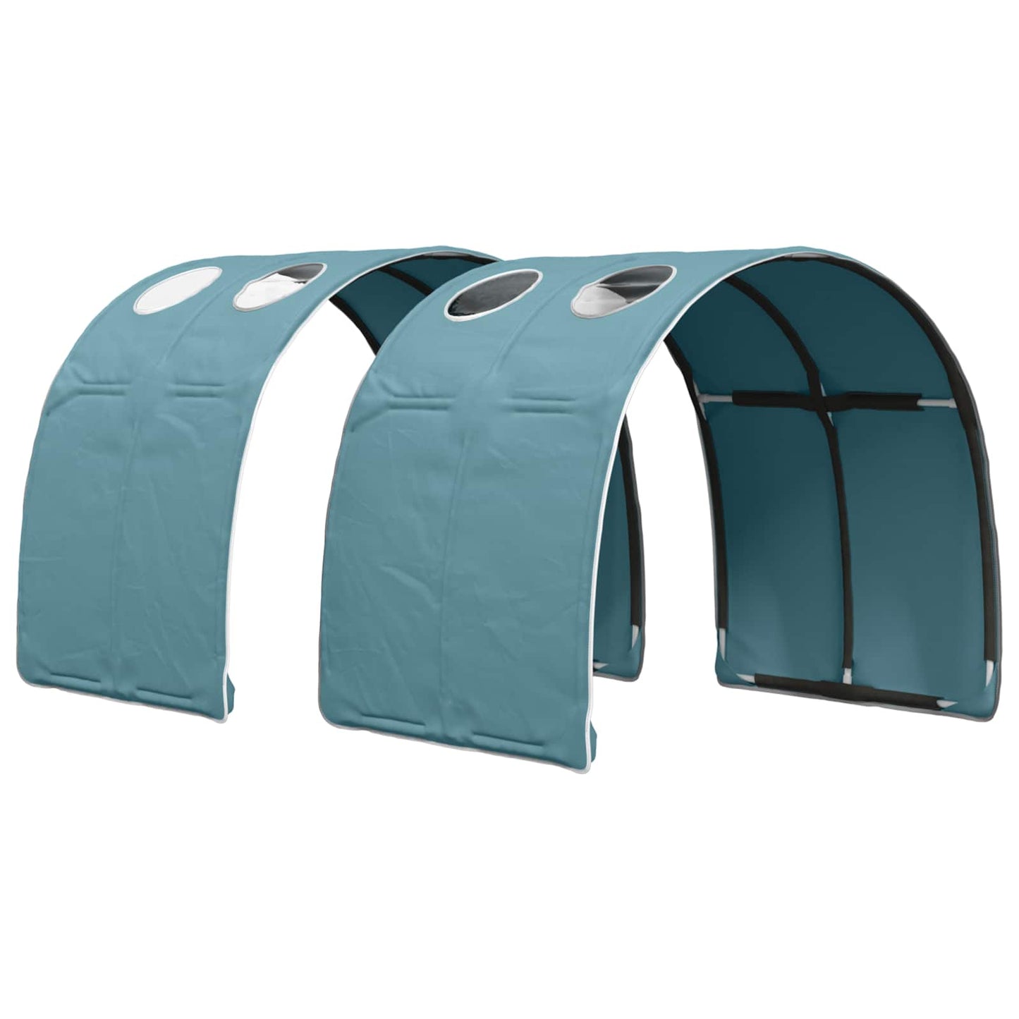 Bed Frame with Tunnel with Shelf 3 pcs White and Light Blue